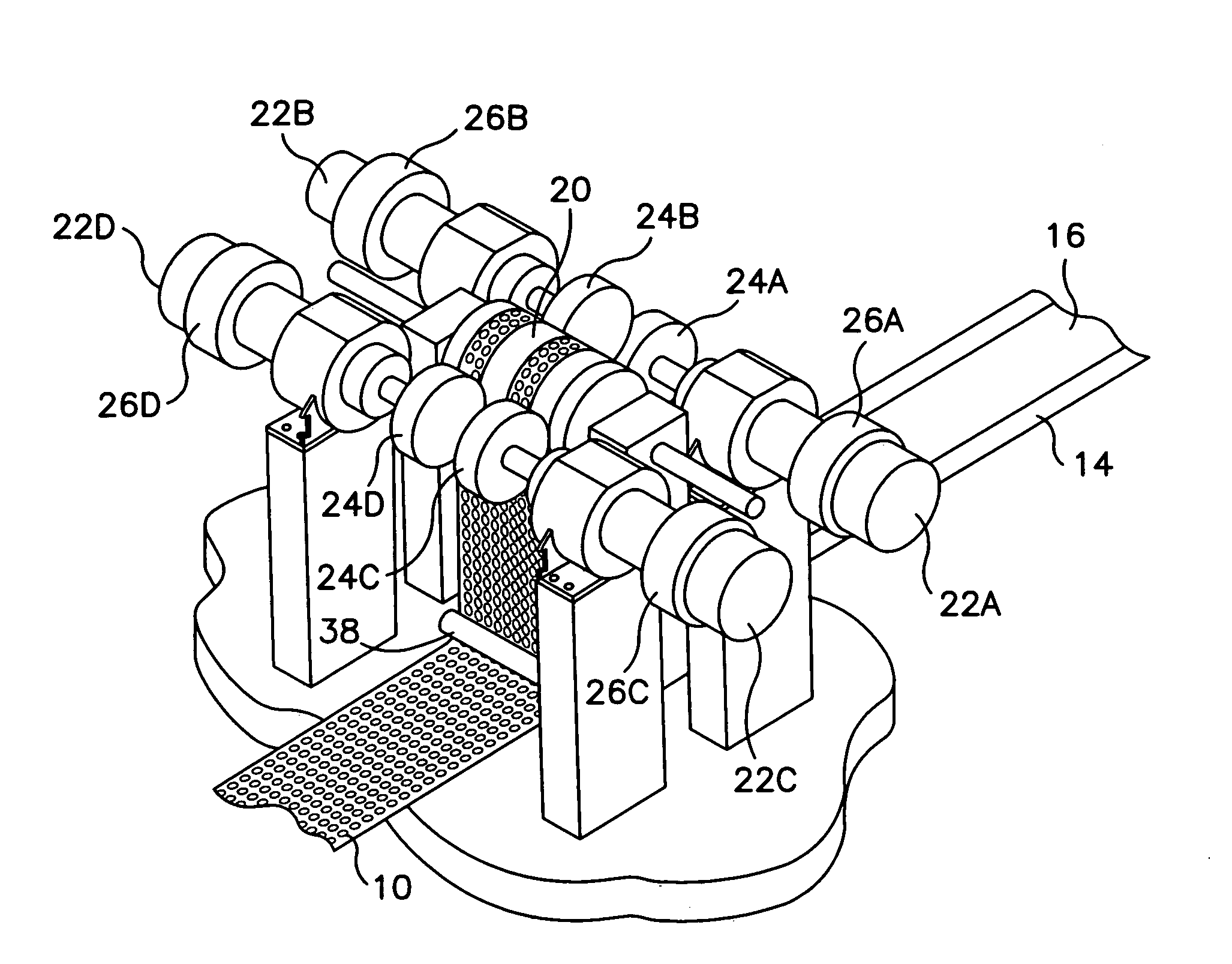 Embossing or bonding device containing facetted impression elements