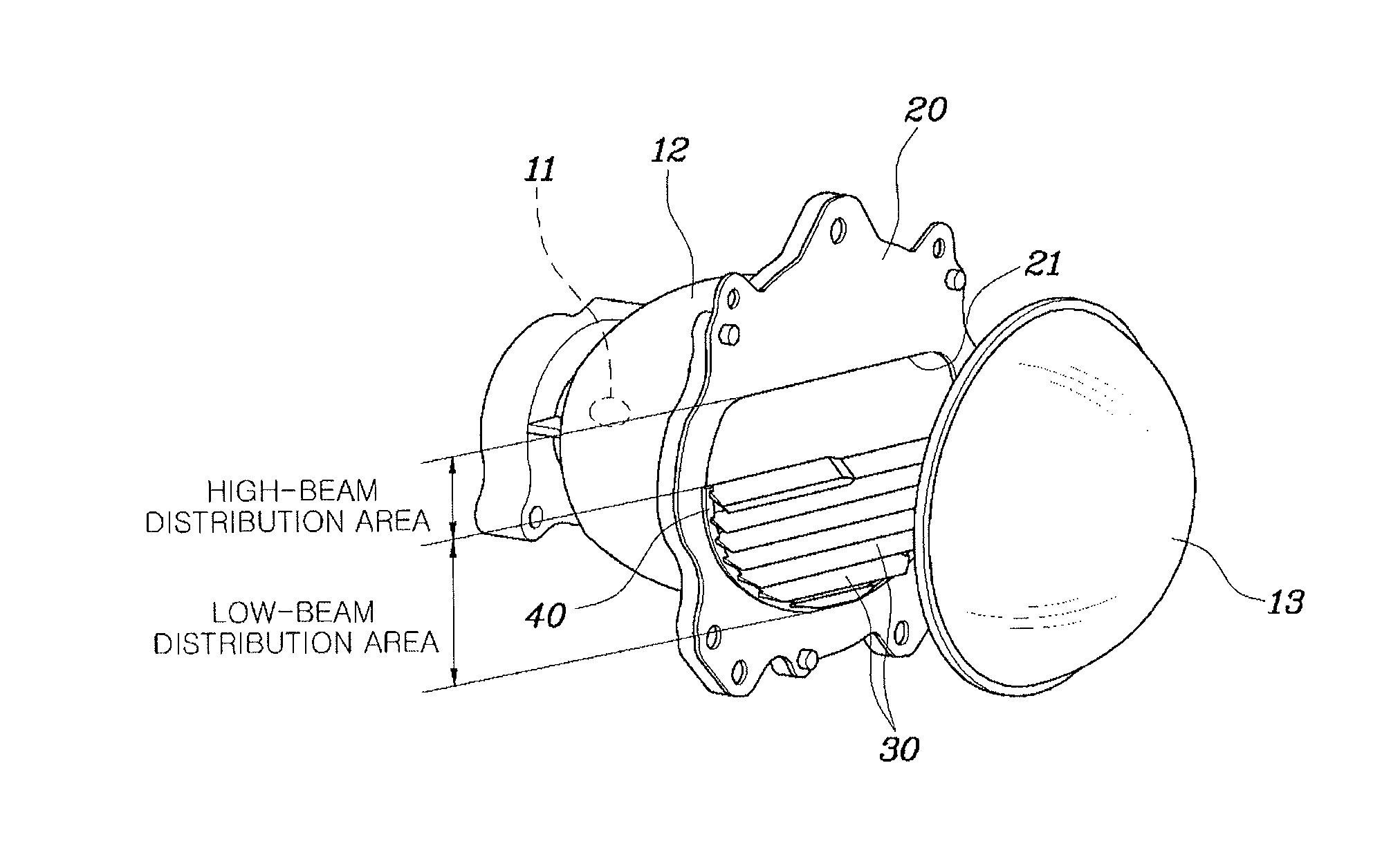 Shield apparatus for low-beam head lamp