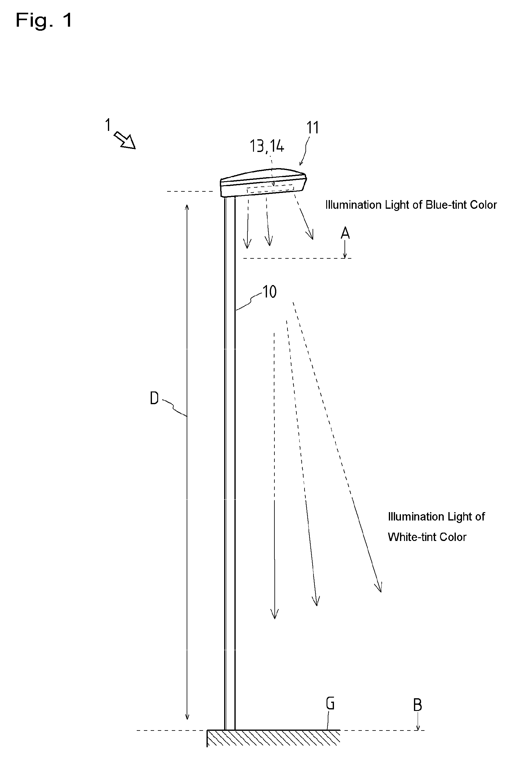 Outdoor illuminating device and illuminating method