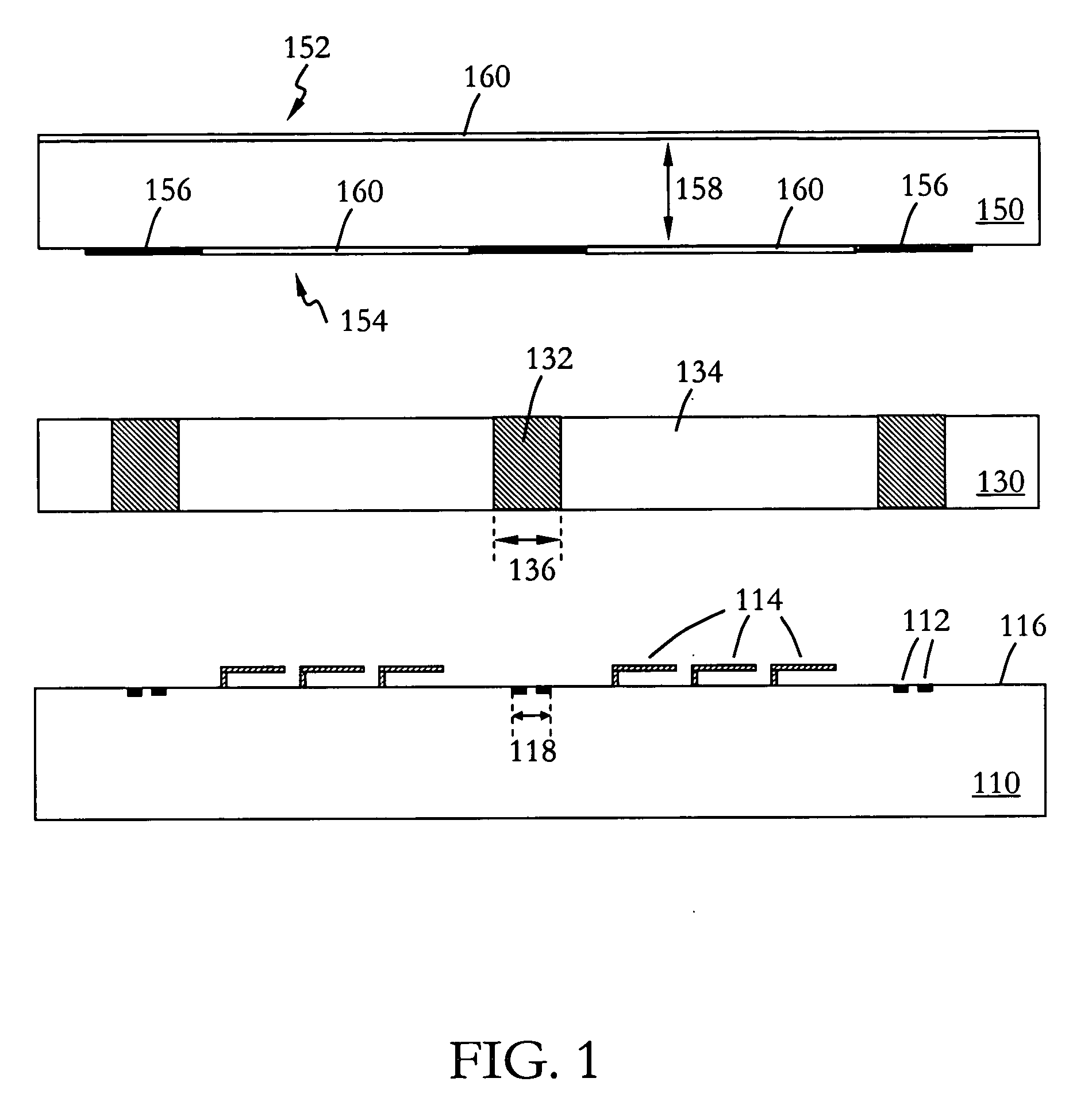 Bond method and structure using selective application of spin on glass