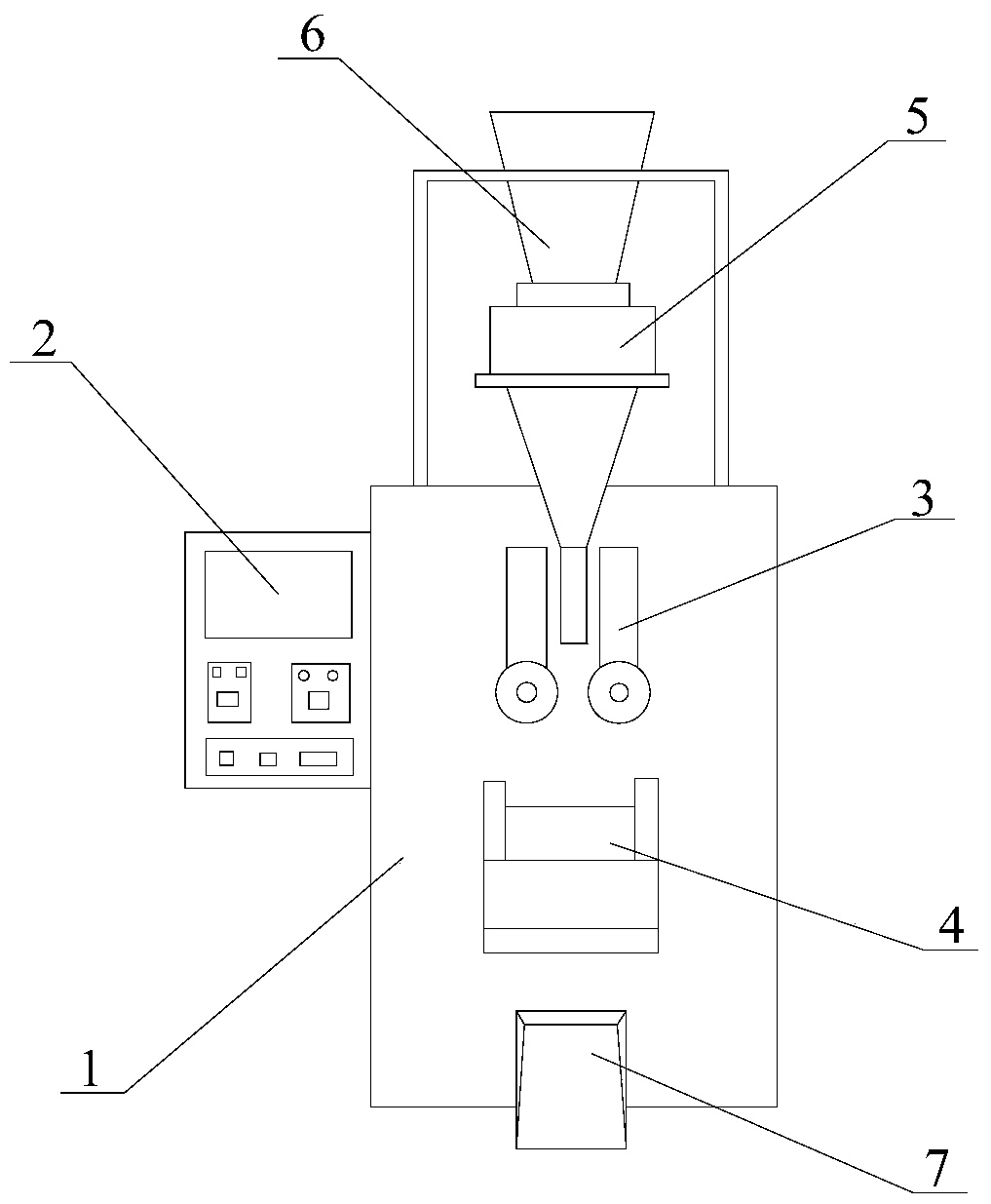 Material distribution protection scissors type granule automatic packaging machine