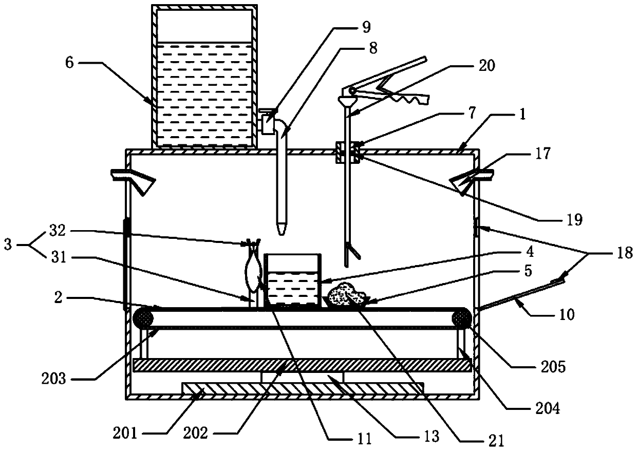 Accurate dosing device for surgical specimen stationary liquid and using method thereof