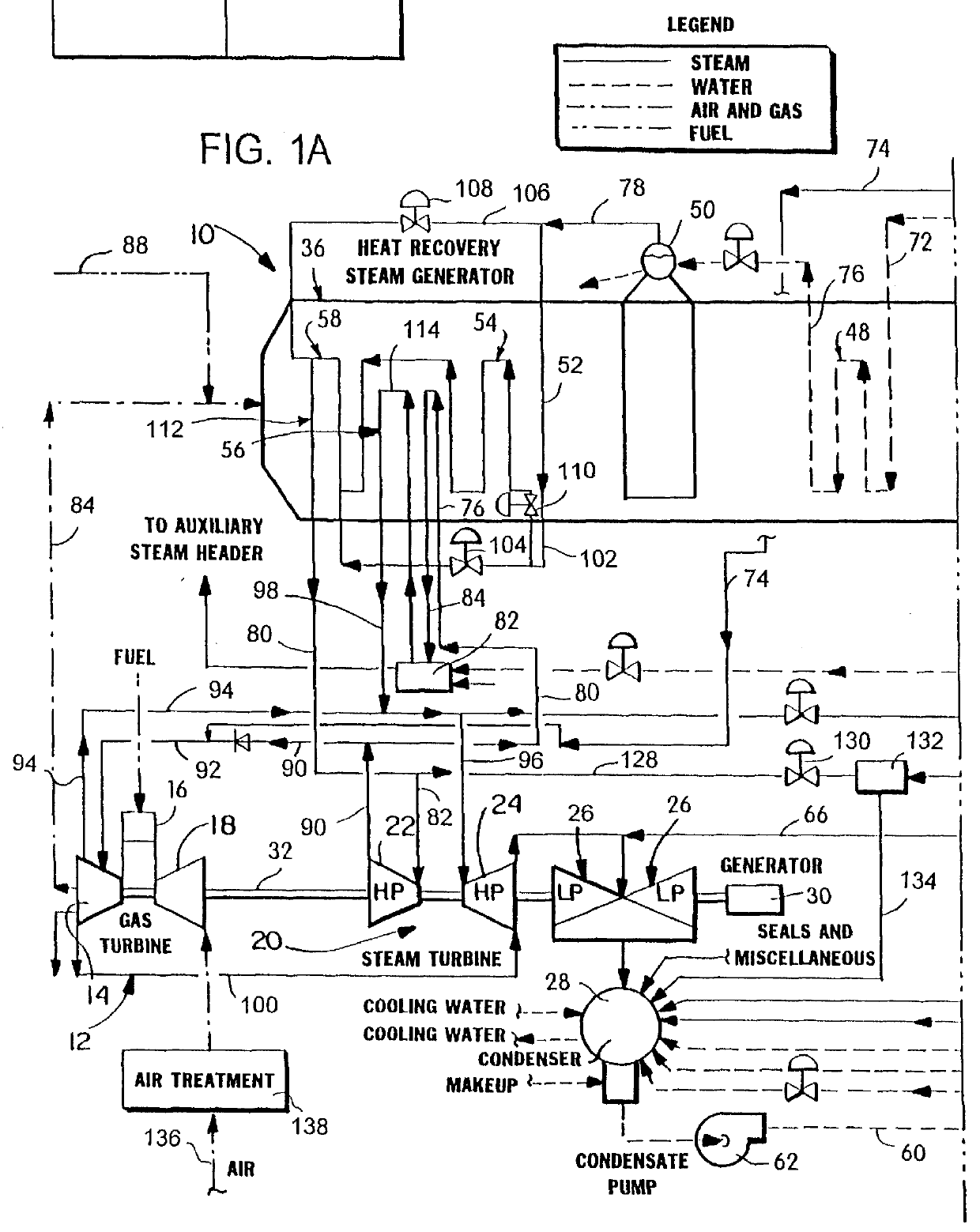 Combined cycle with steam cooled gas turbine