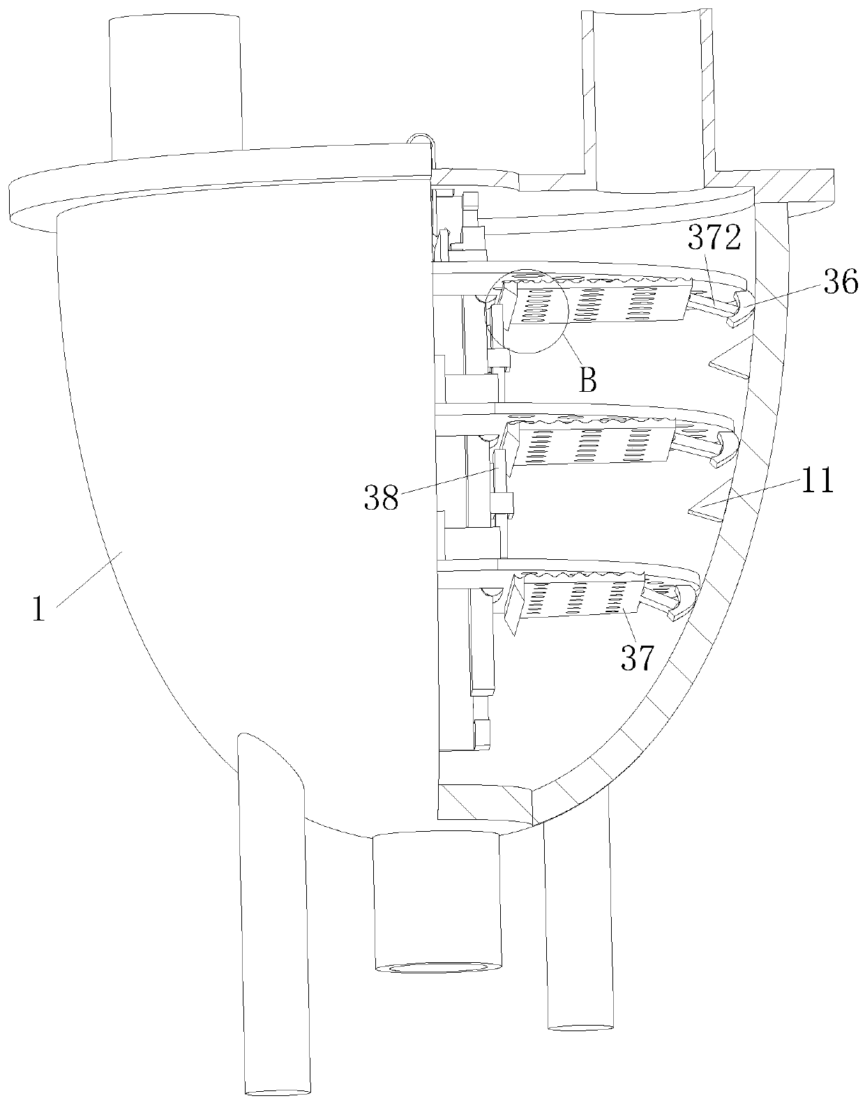 Distiller's grains treatment device for production of baijiu