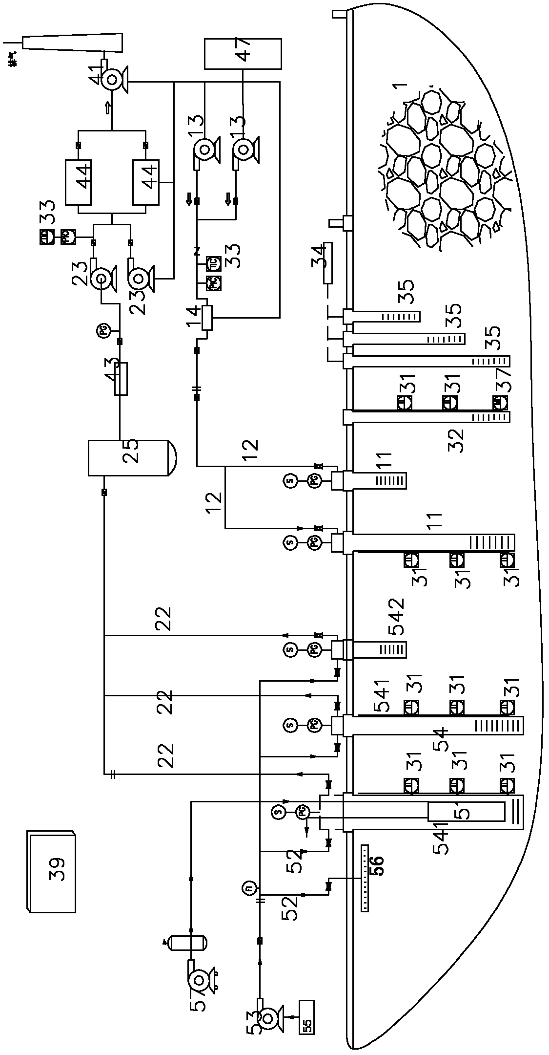 Aerobic treating system and method for refuse landfill