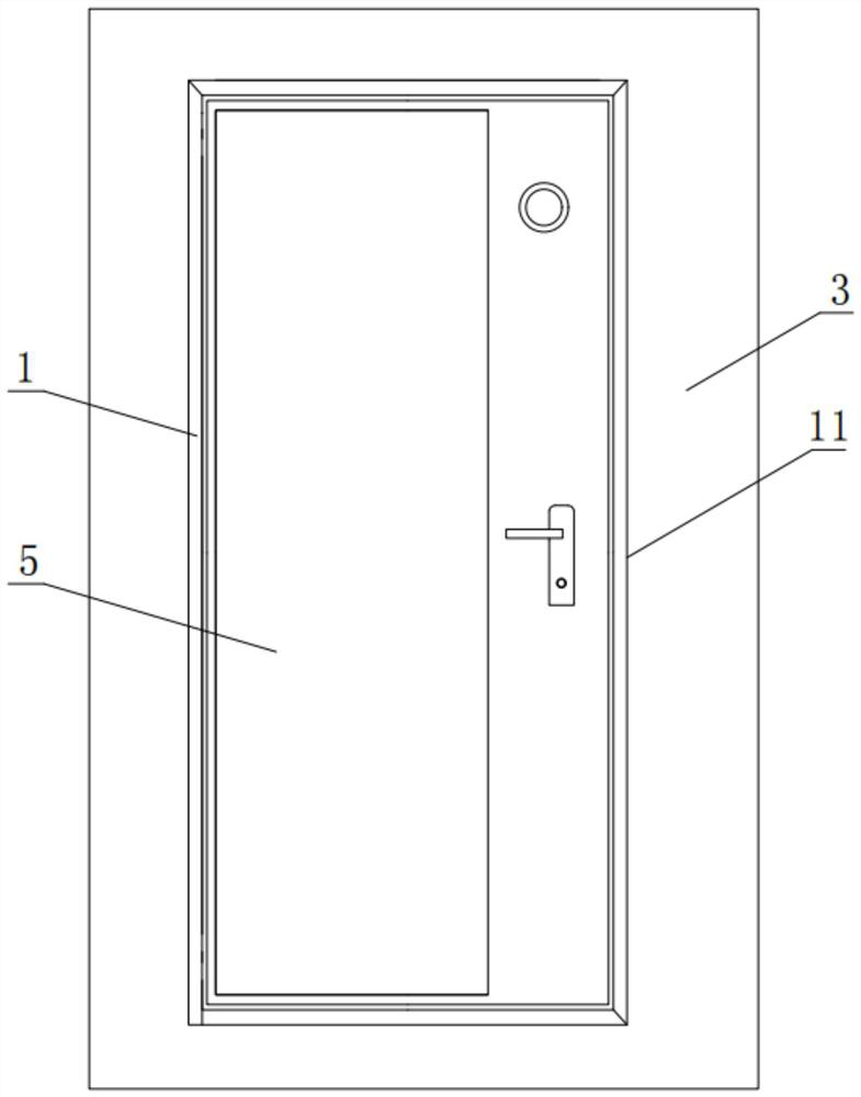 Clamping and embedding type mounting door plate for fabricated building and mounting method