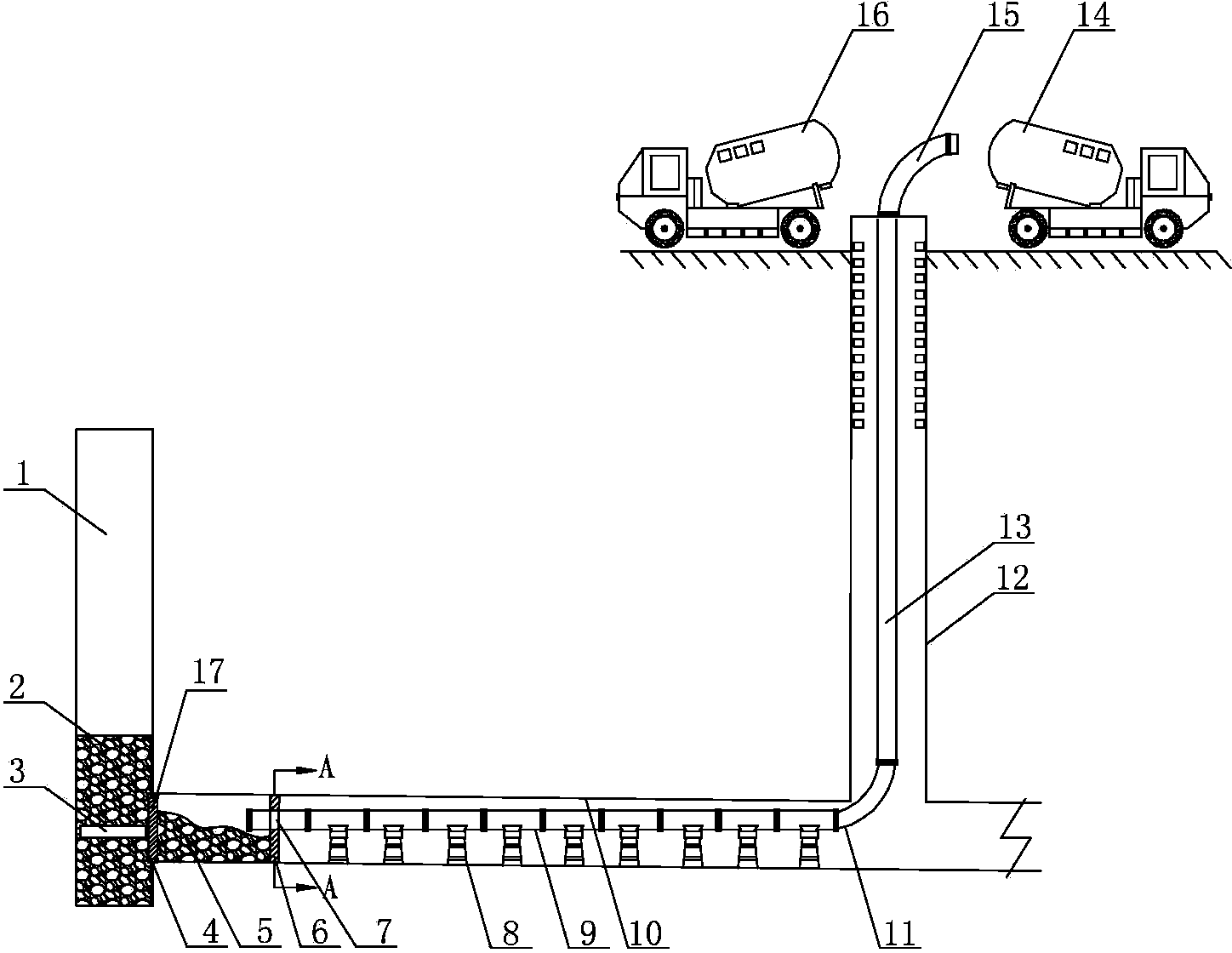 Blocking system and blocking method for tailing-pond flood discharge tower