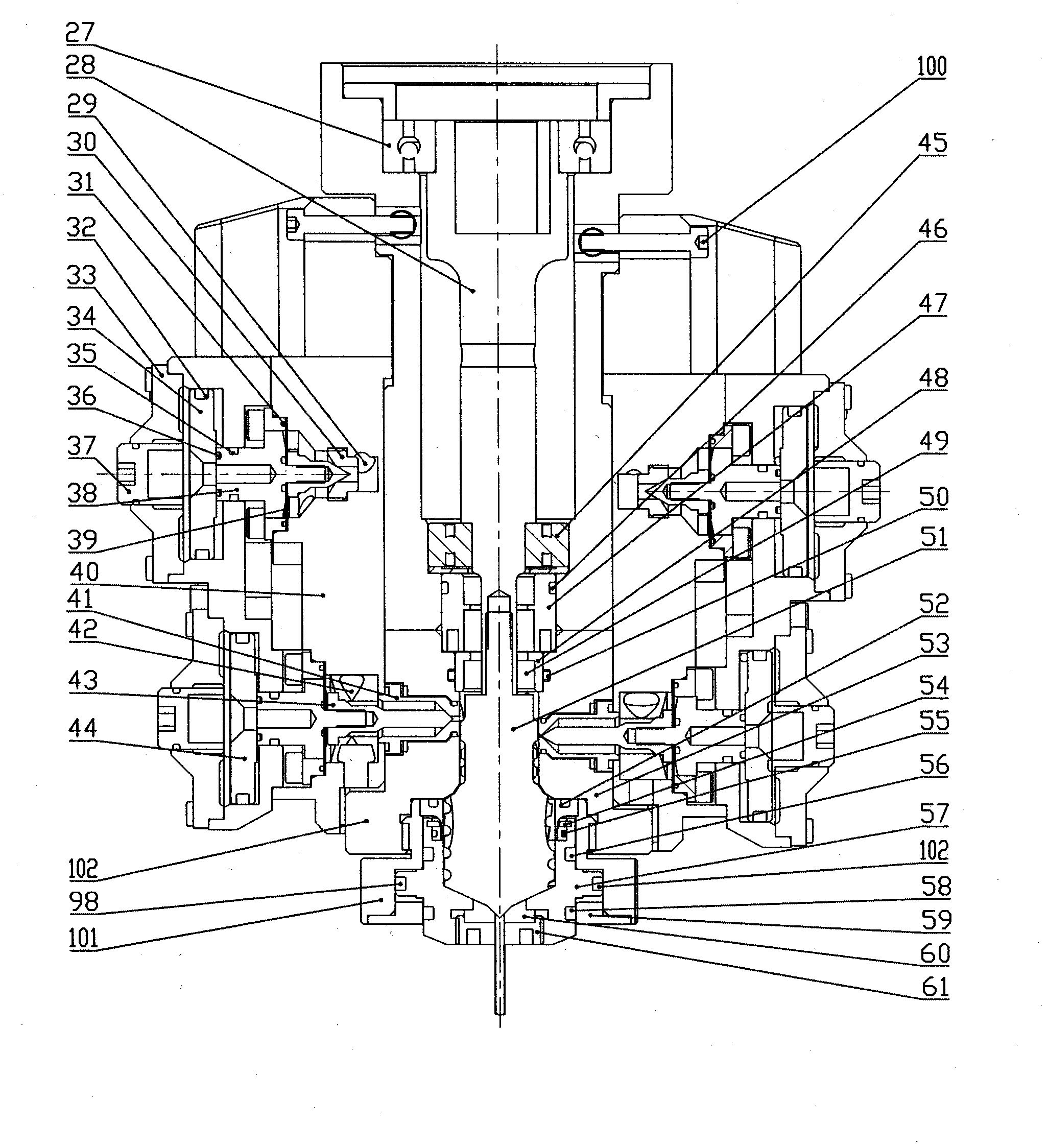 Multi-channel water cleaning double-component gluing head