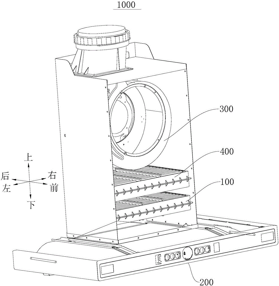 High-voltage static module for fume separation and extractor hood with high-voltage static module