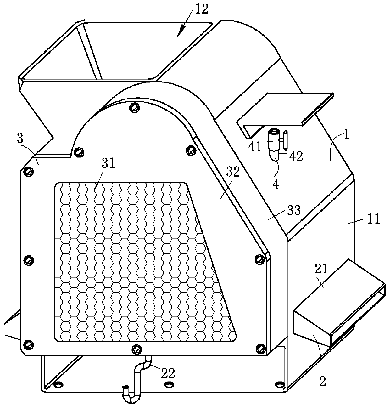 Stone crusher for railway construction system provided with dust reducing mechanism