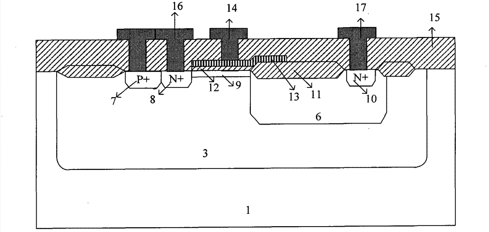 Consumption type N-type lateral double-diffusion metal-oxide semiconductor for reducing voltage