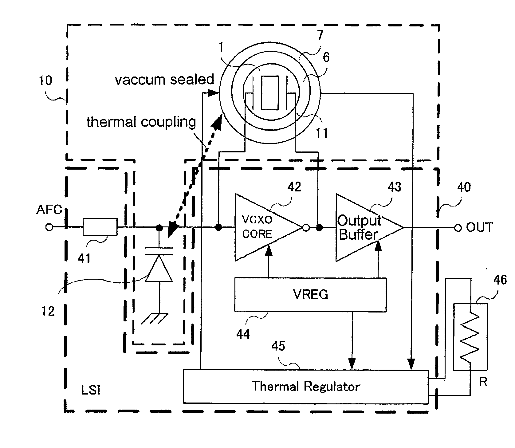 Temperature-controlled crystal oscillating unit and crystal oscillator