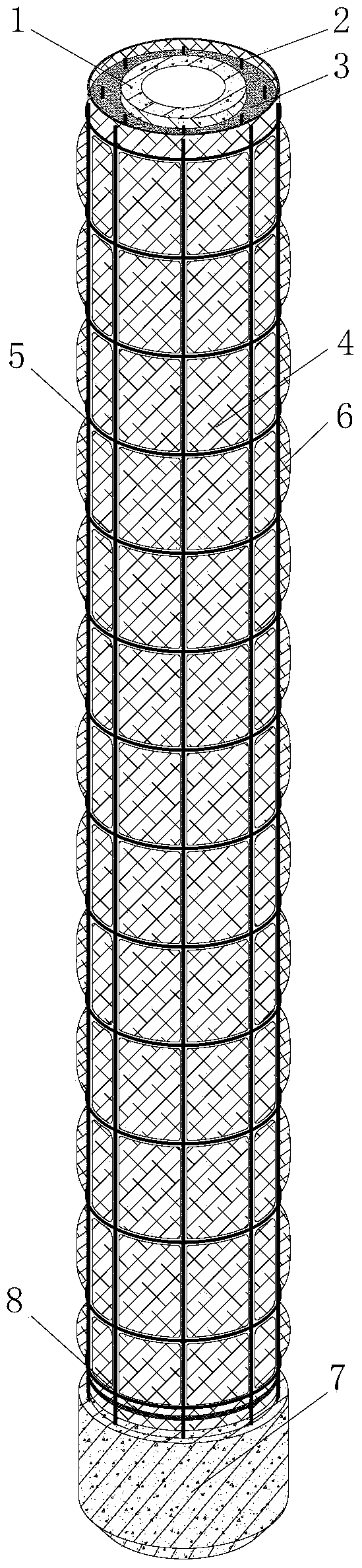 Prestressed pipe pile coated with active material pile body and construction method