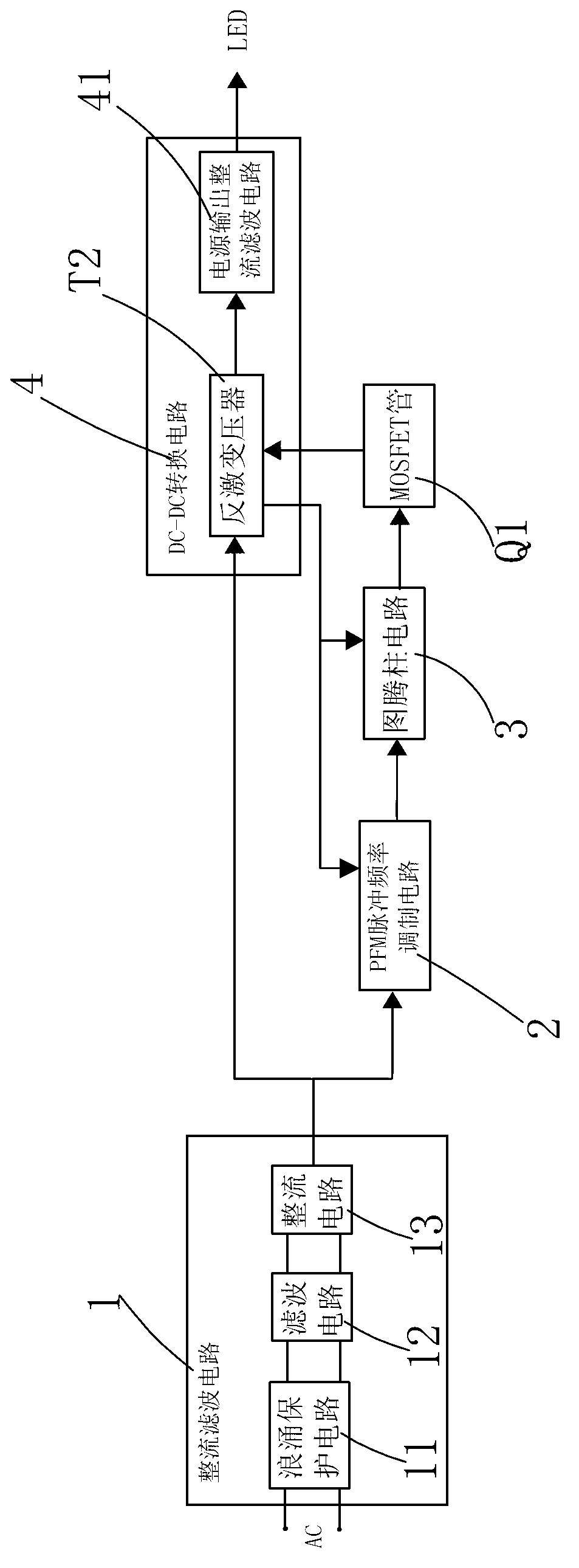 Totem pole light-emitting diode (LED) driving power source