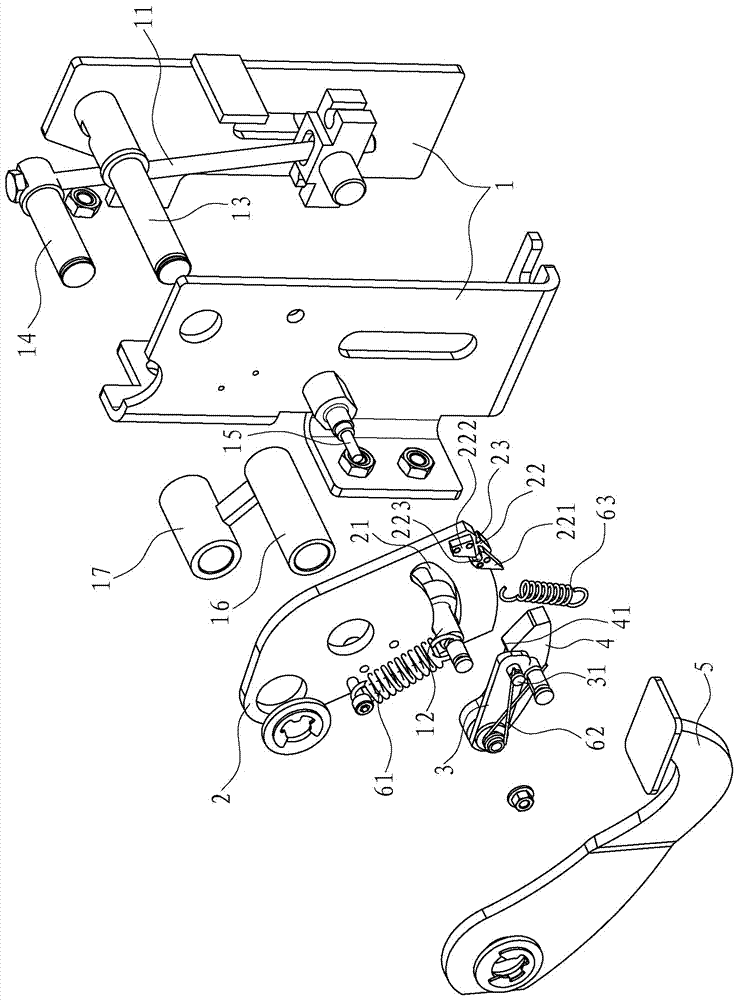 A foot parking brake and unlocking mechanism