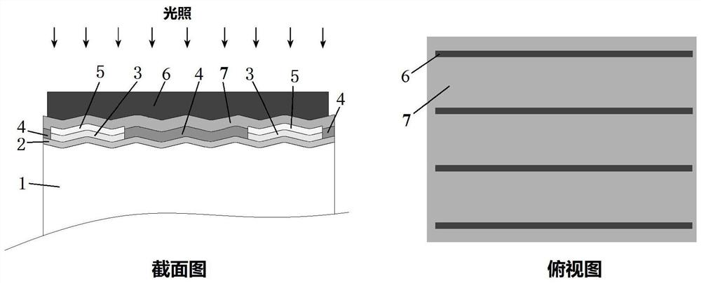 Light-facing surface structure of crystalline silicon heterojunction solar cell