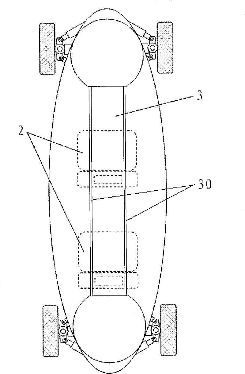 Chassis structure of hybrid power or pure electric automobile