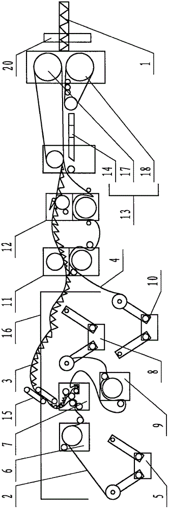 Improved corrugated board production line and production process thereof