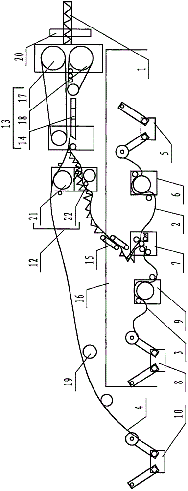 Improved corrugated board production line and production process thereof