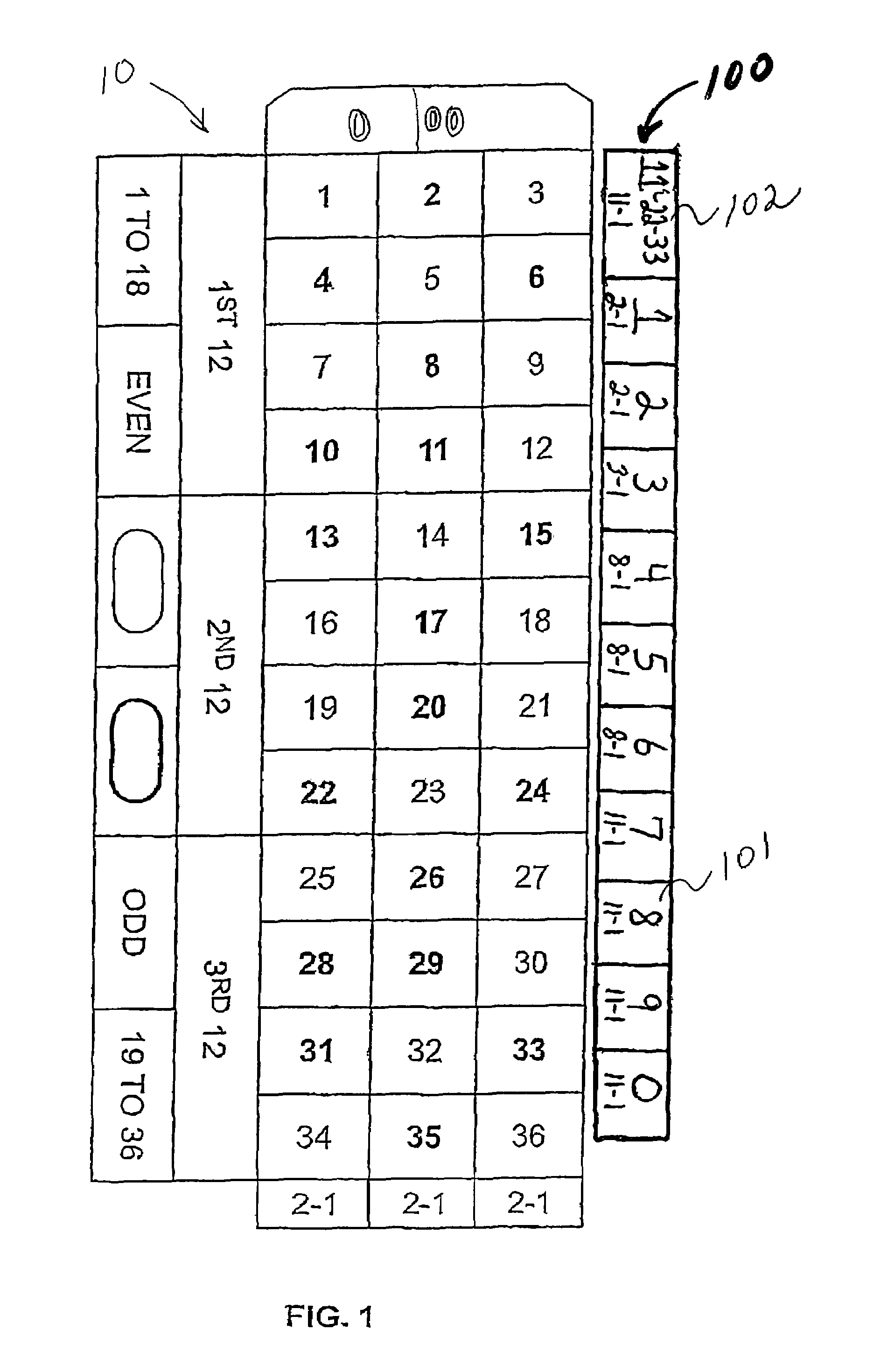 Roulette game apparatus with side bet game