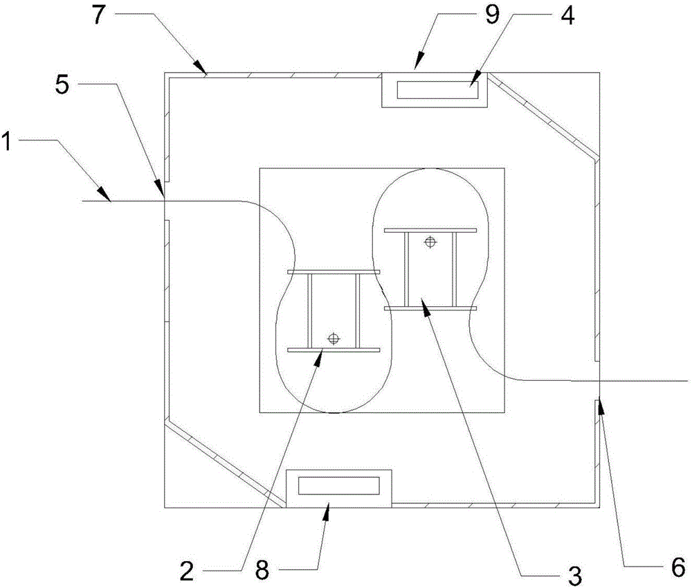 S-shaped runner eddy washing spraying chamber