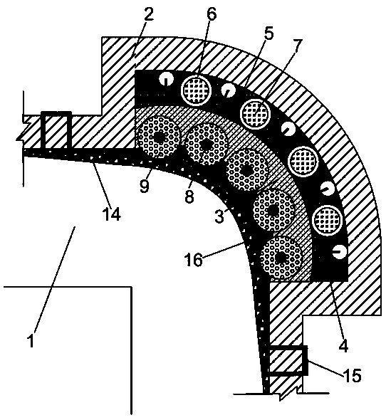 Anti-collision structure of outer side guardrail of sharp turn lane