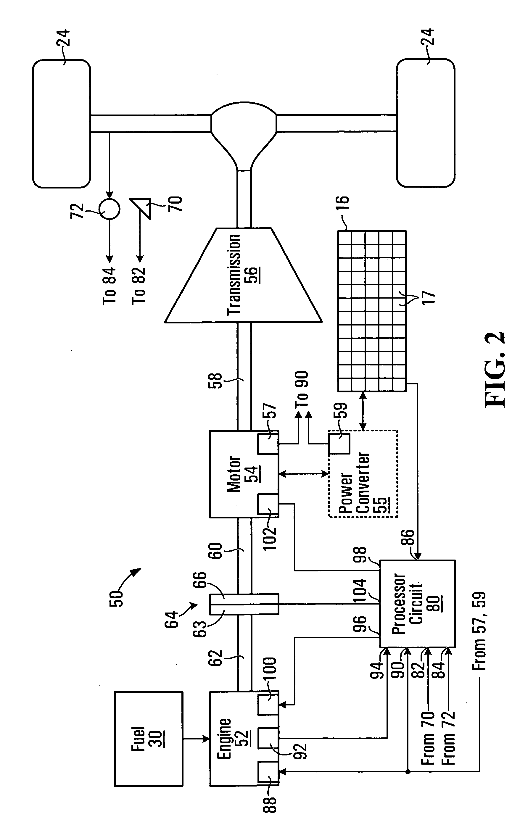 Method, apparatus, signals, and medium for managing power in a hybrid vehicle