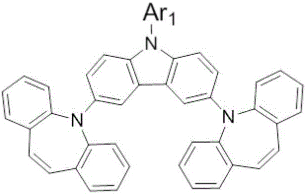 Organic photoelectric material with carbazole and iminostilbene structure and application of organic photoelectric material