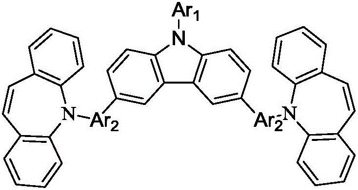 Organic photoelectric material with carbazole and iminostilbene structure and application of organic photoelectric material