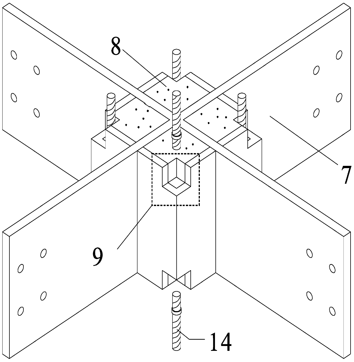 Detachable steel beam-concrete filled steel tube column penetrating connection joint