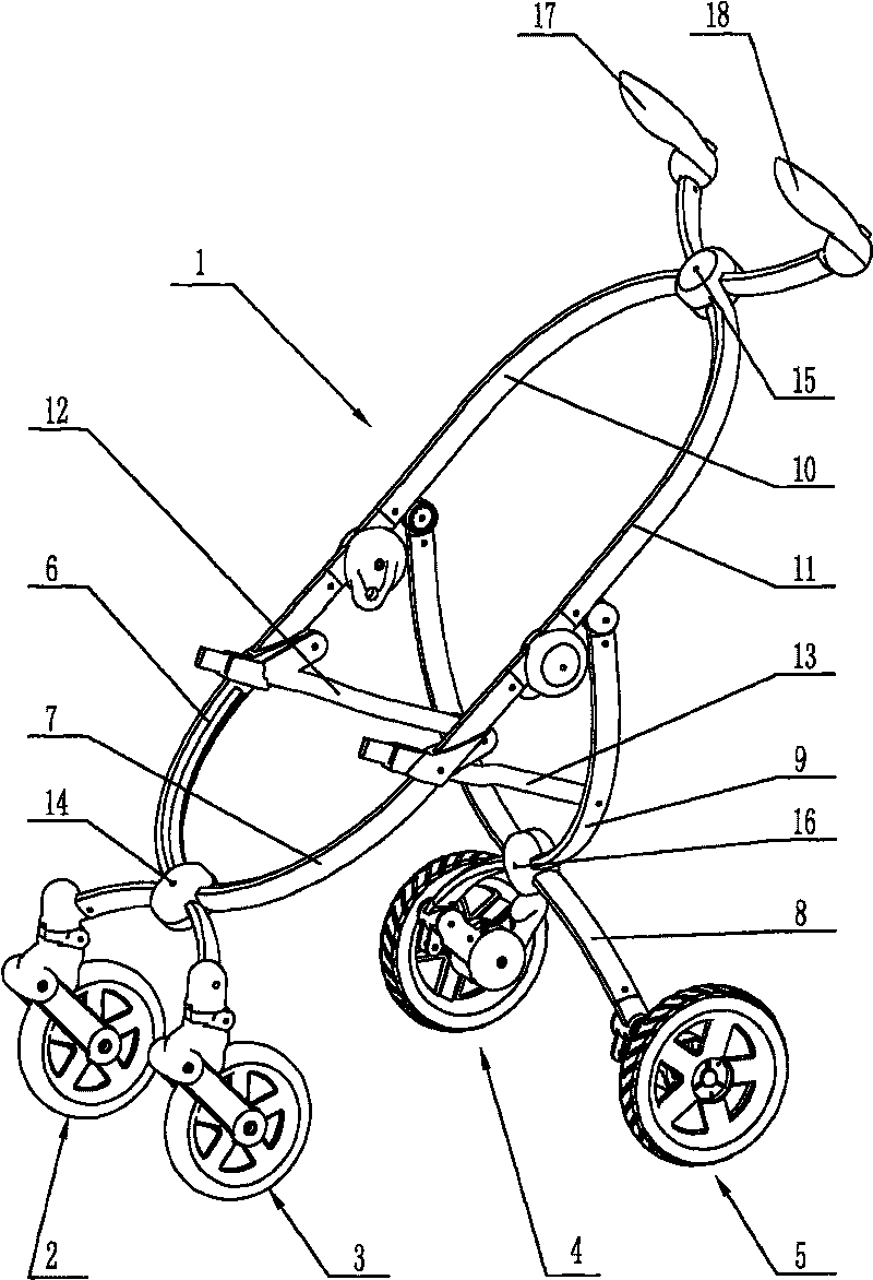 Horizontal folding perambulator