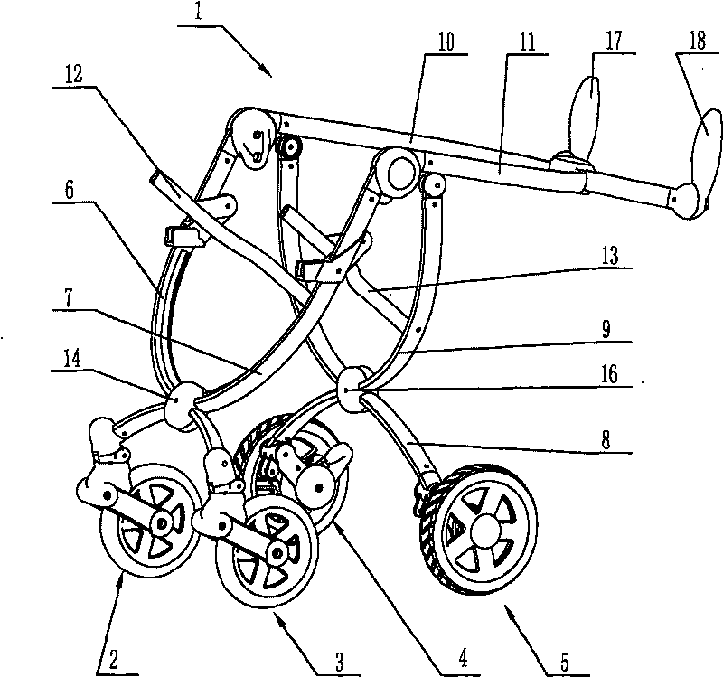 Horizontal folding perambulator