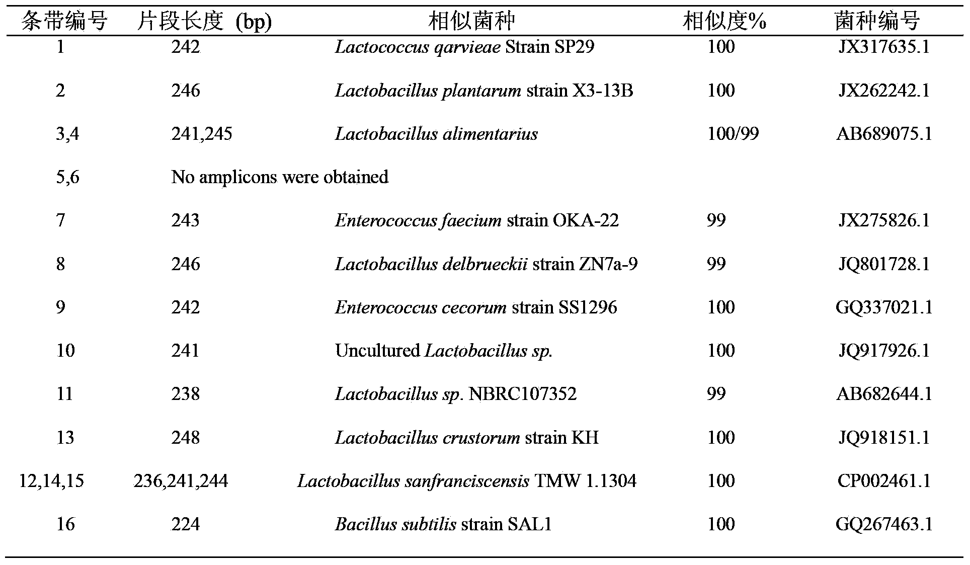 Method for identifying bacteria microflora composition in fermented sourdough