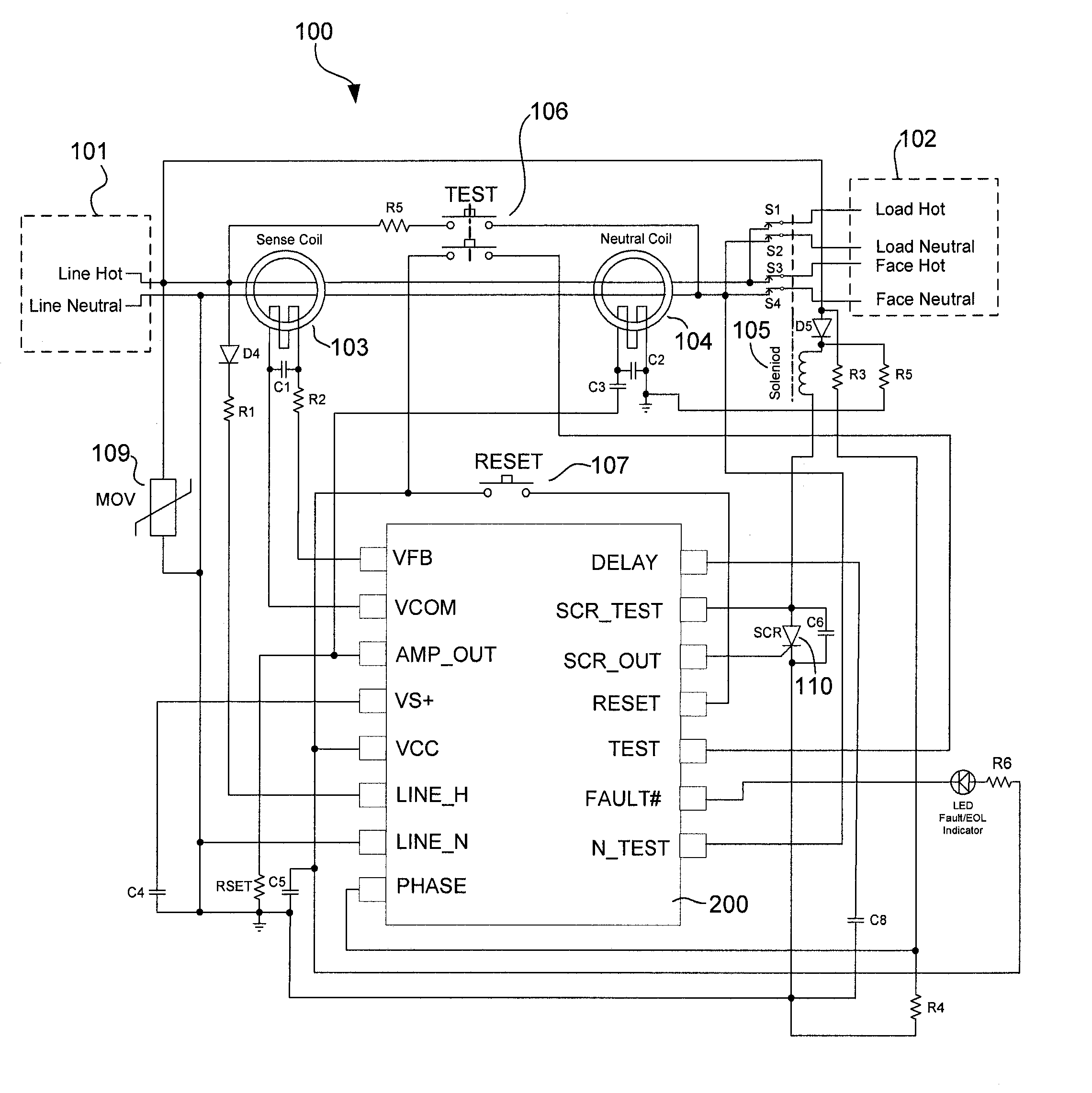 Ground fault circuit interrupter with self test