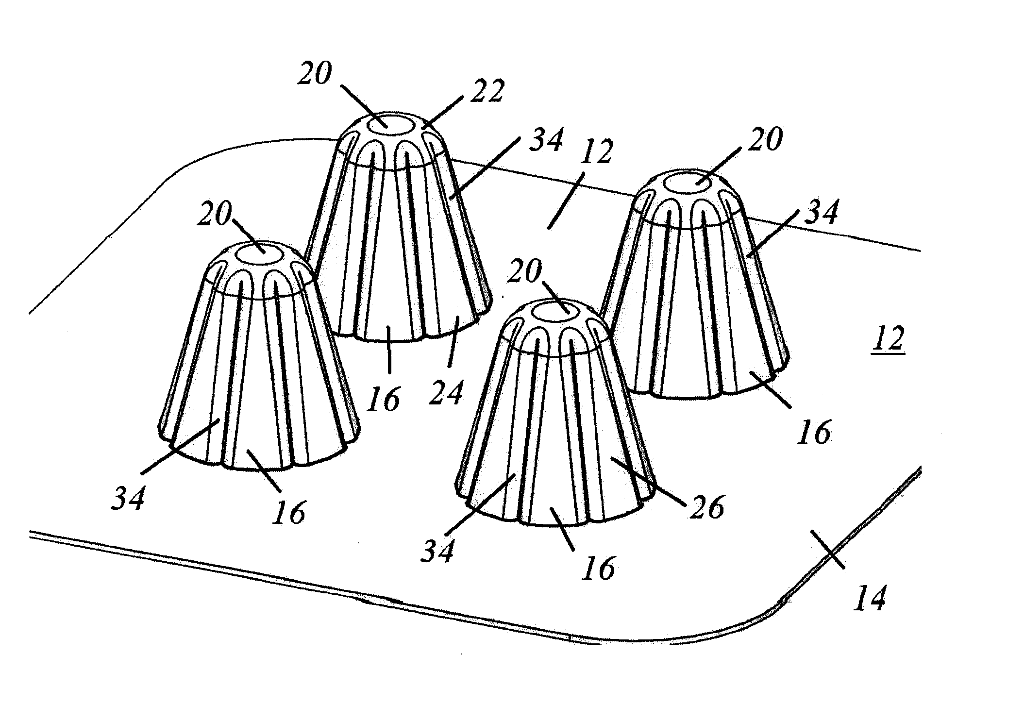 Modular energy absorber with ribbed wall structure