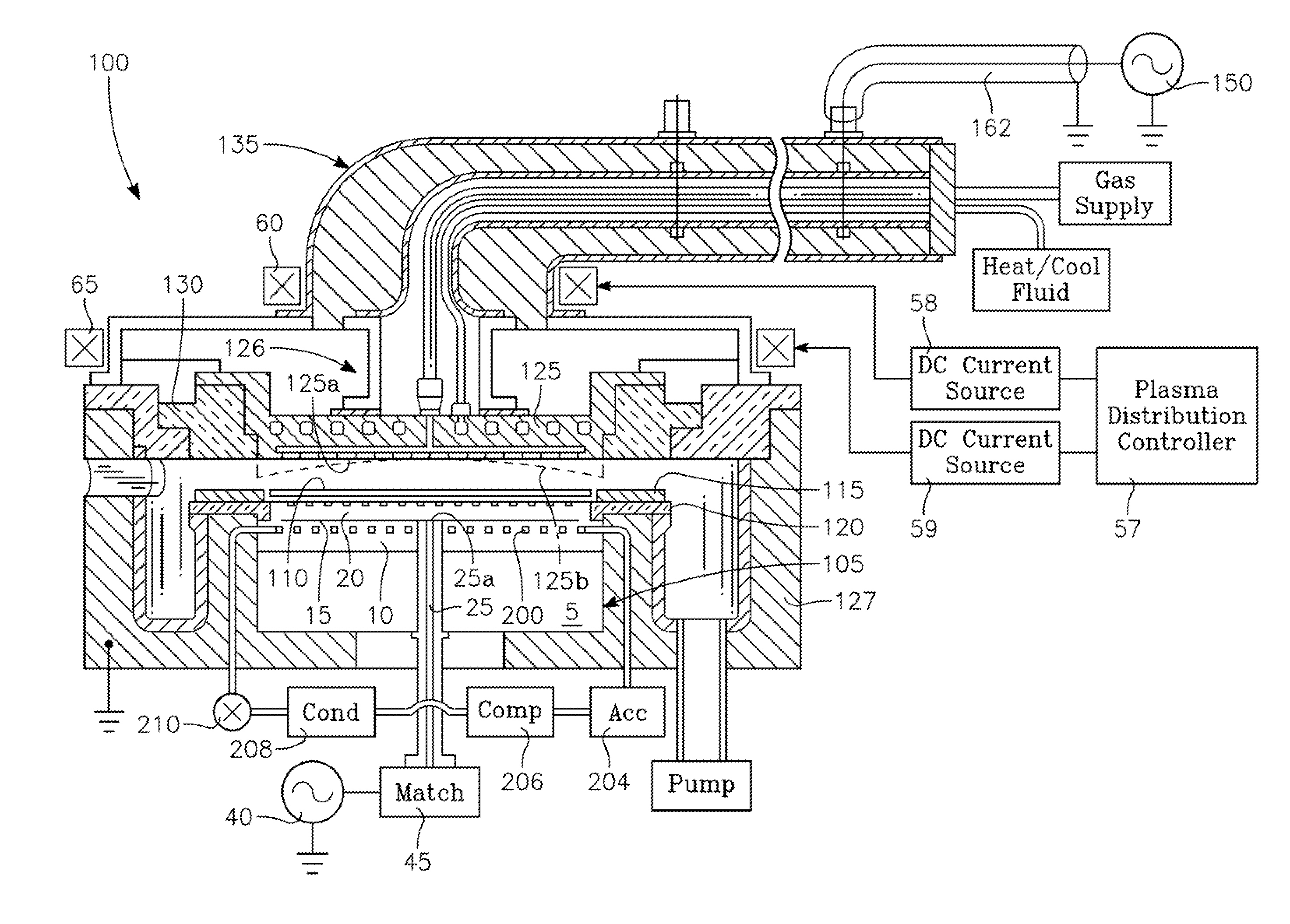 Capacitivley coupled plasma reactor having a cooled/heated wafer support with uniform temperature distribution