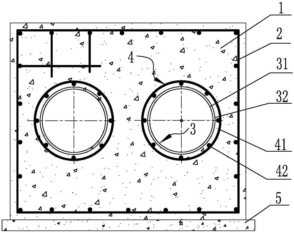 A cage-type reinforcing rib for fixed pier openings of direct-buried heating pipelines