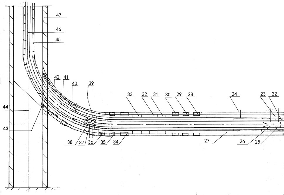 Layered and segmented cementing device for sidetracking well and its use method