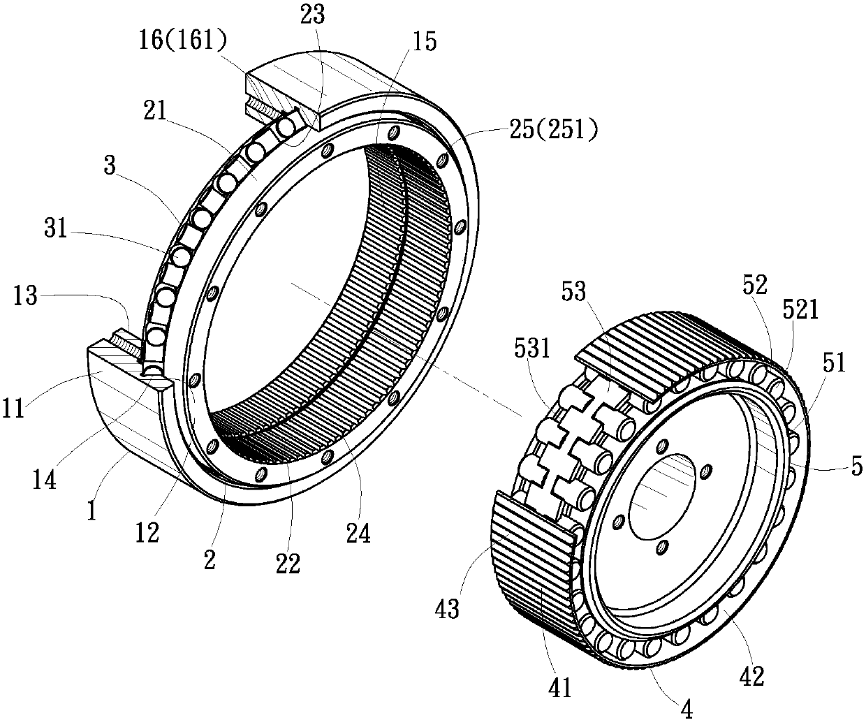 Reduction transmission bearing