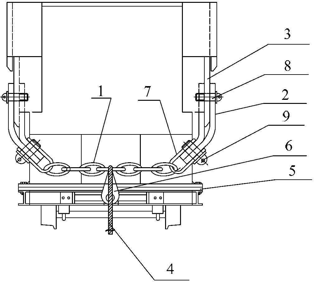 Hydraulic support roping rigging and roping system