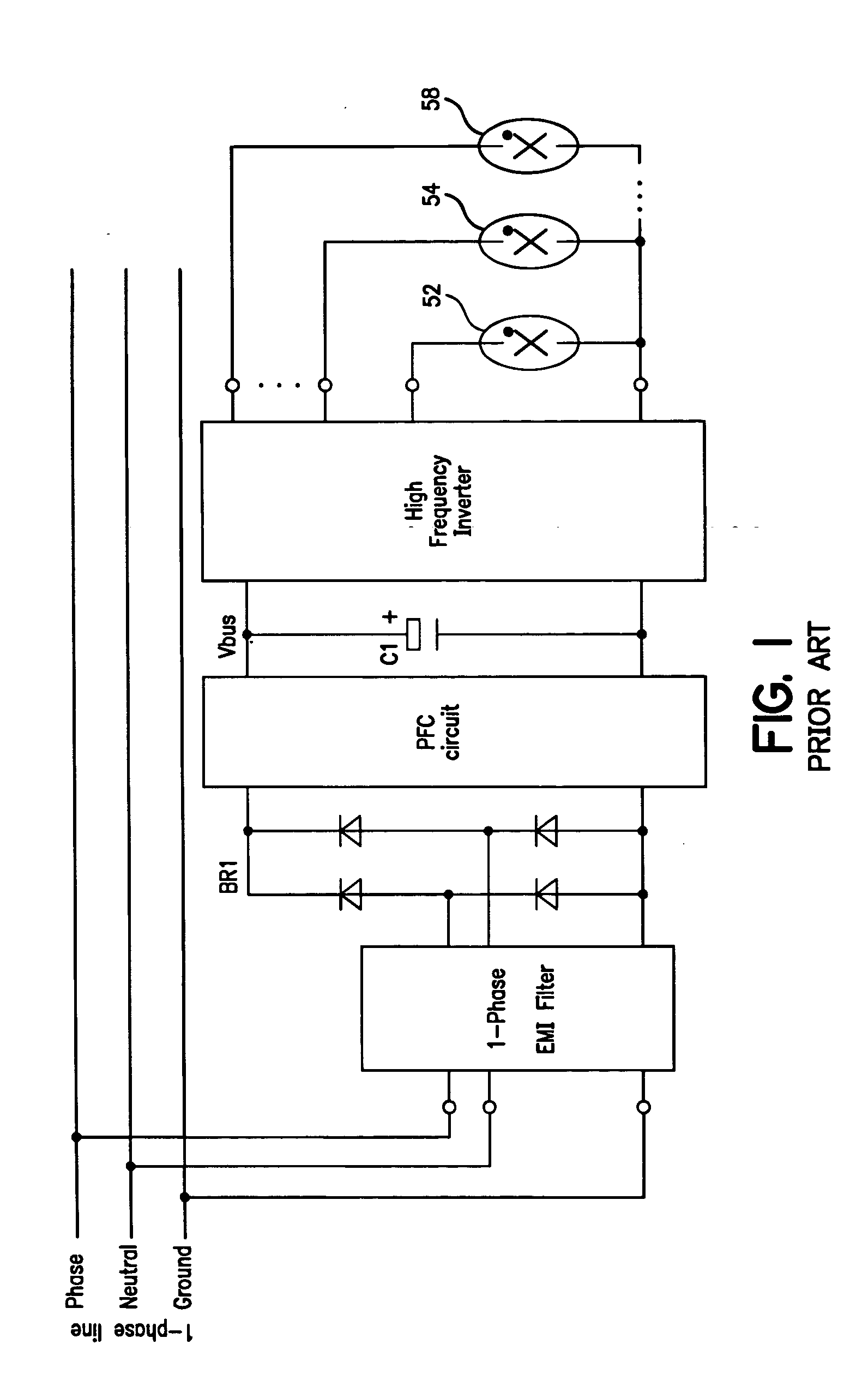 Three-phase electronic ballast