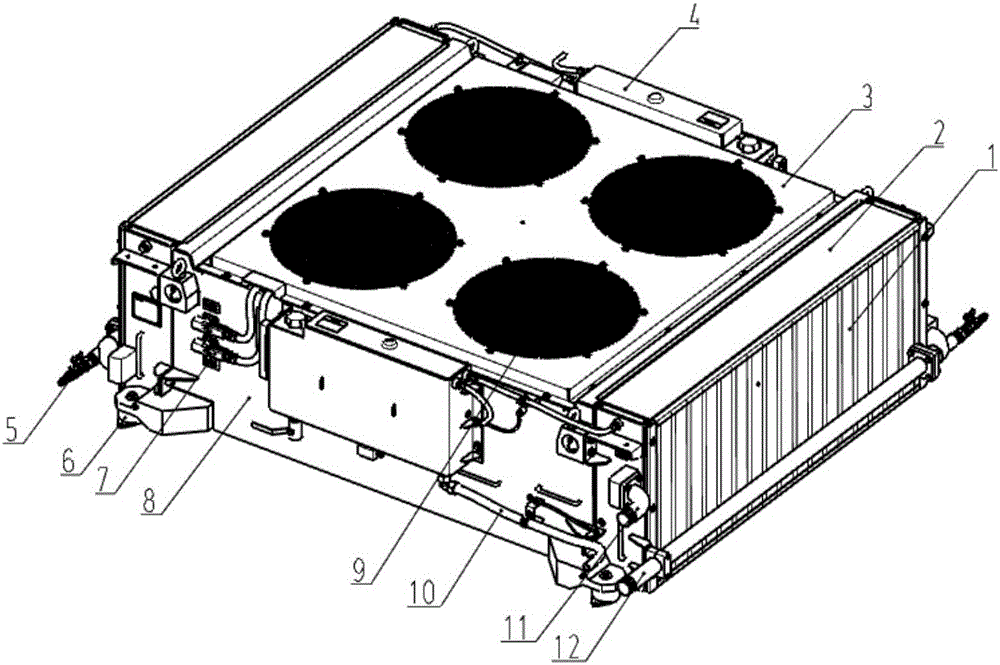 Cooling device used for hydrogen cell railway vehicle