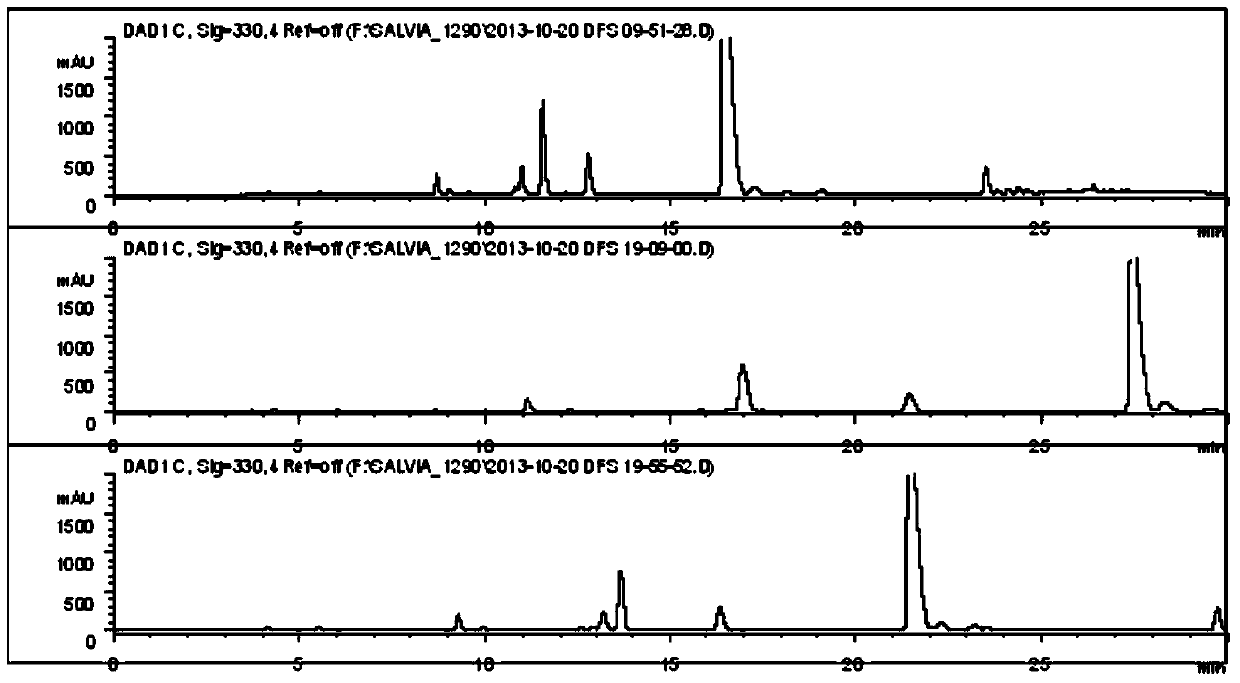 A kind of fingerprint spectrum of salvianolic acid extract and content determination method of related components