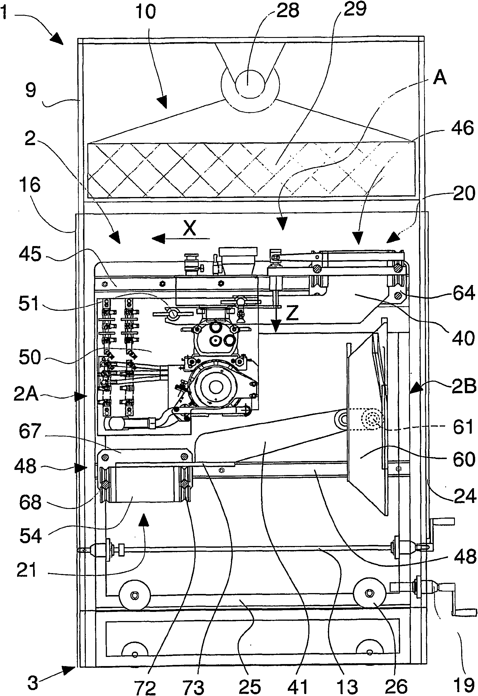 Apparatus for transferring and moving elements of a working machine