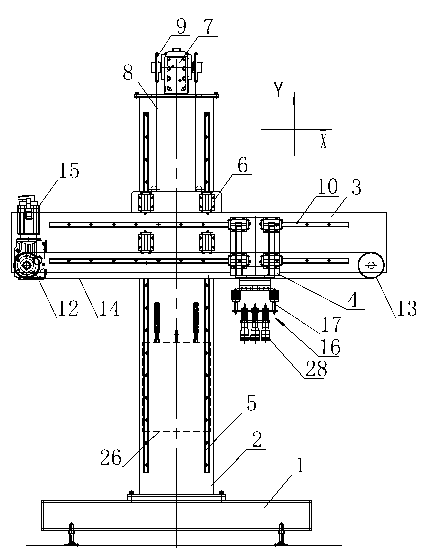 Single stand column plane coordinate mechanical arm of box filler