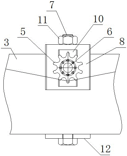 Sectional steel flat support device Rotary arm drive chain tensioner