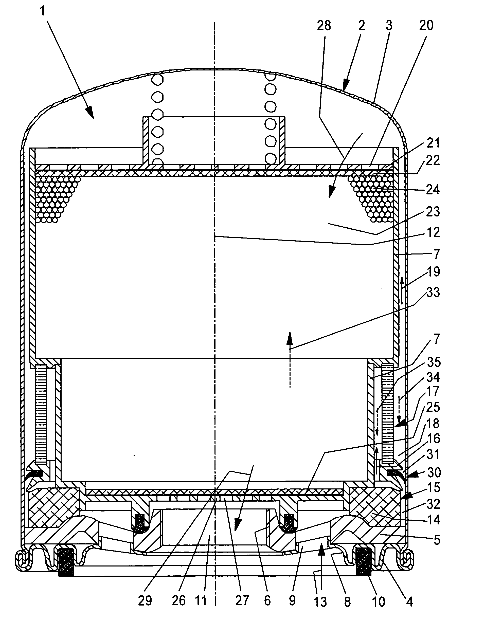 Cartridge for cleaning compressed air in compressed air supply systems of motor vehicles