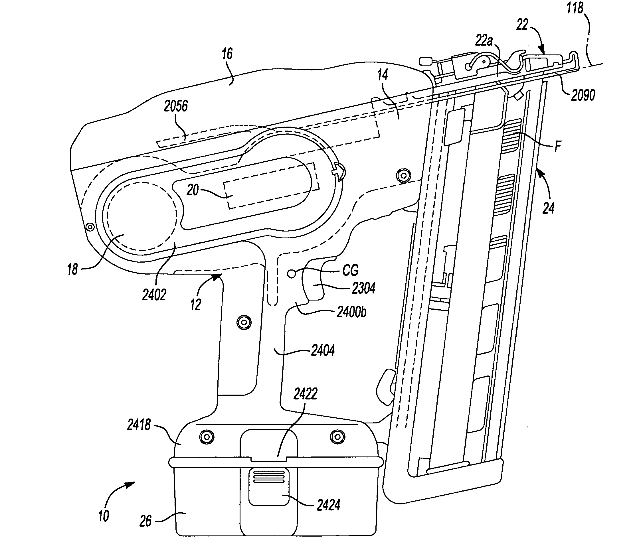 Power take off for cordless nailer