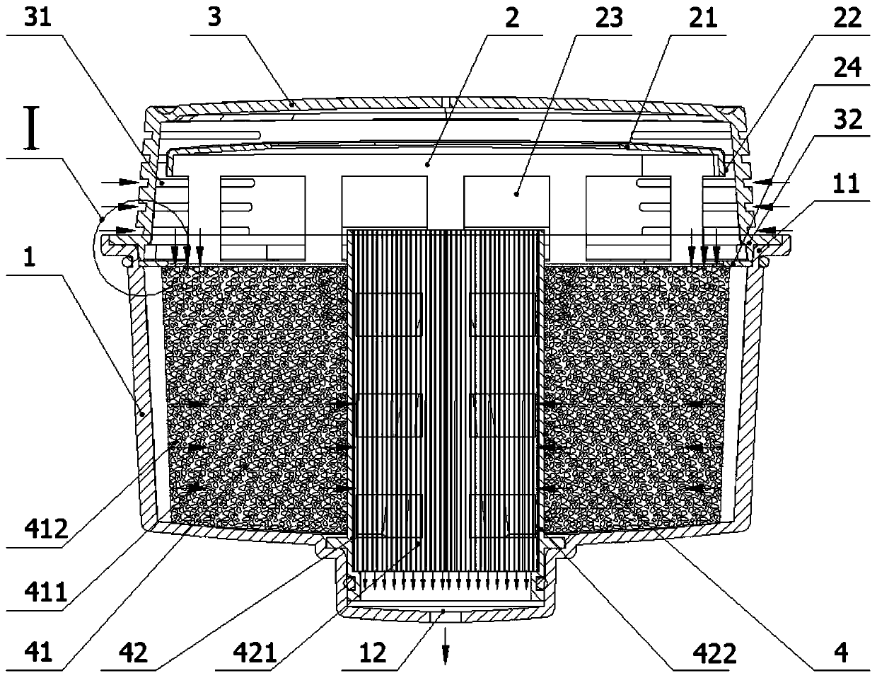 Composite filter element for water purifier and manufacturing method of composite filter element