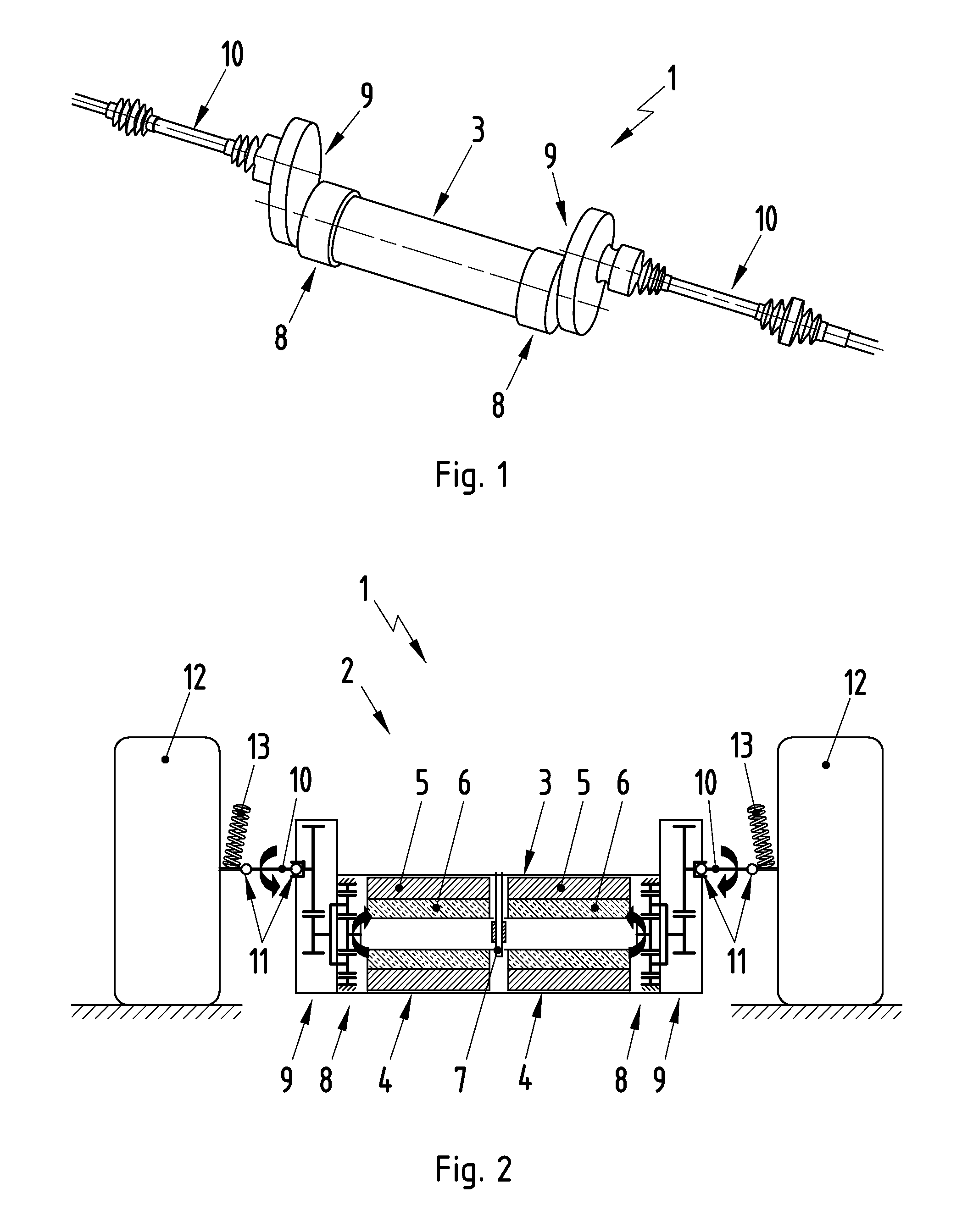 Propulsion device for automobile with portal axle comprising an electrical machine